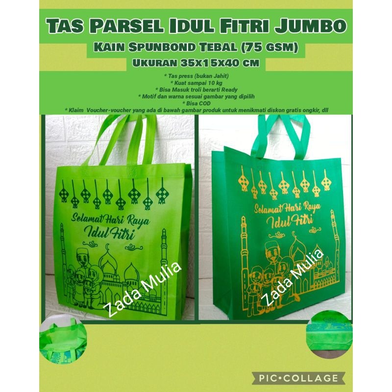 

Tas Parcel Lebaran Jumbo Tebal 75 gsm ukuran 35x15x40 cm , Goodie bag Idul Fitri