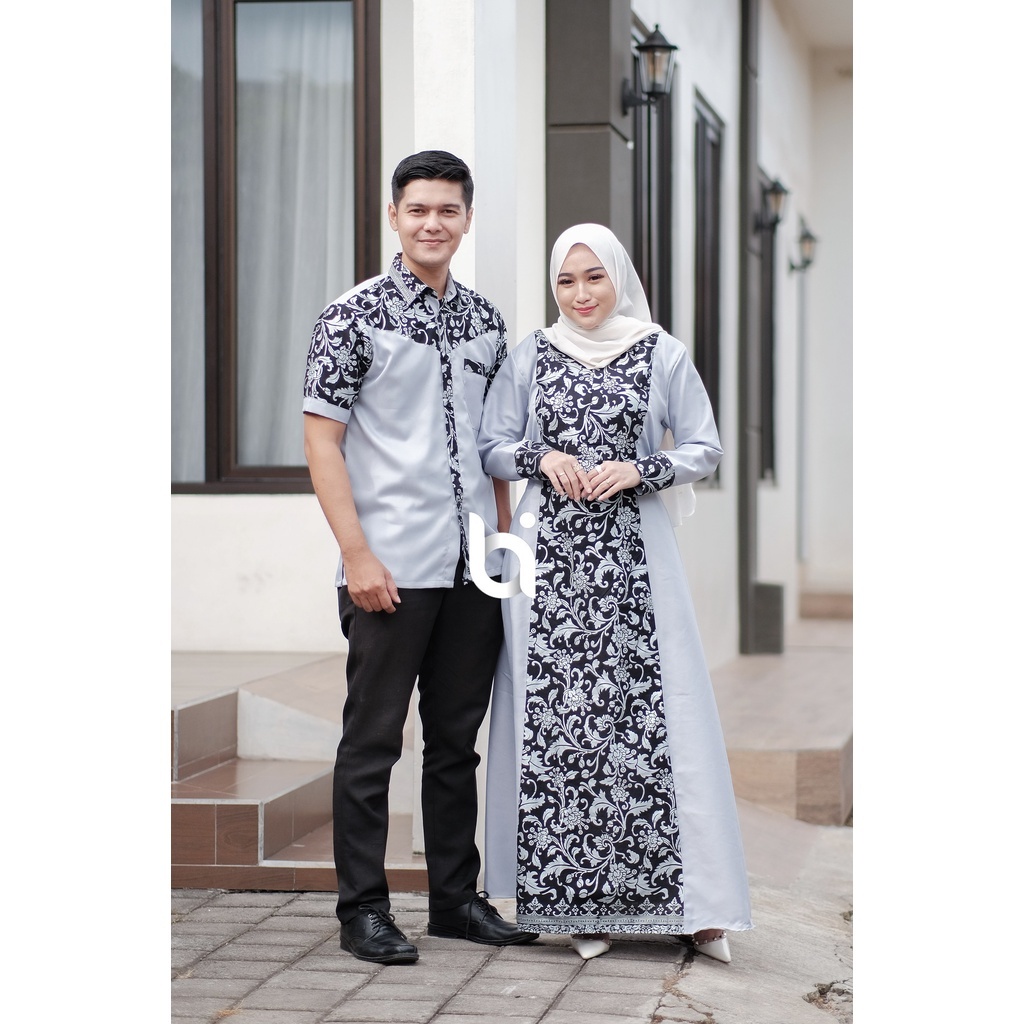 Baju batik cople gamis moscrep couple batik gamis pasangan muslim sarimbit keluarga cople suami istr