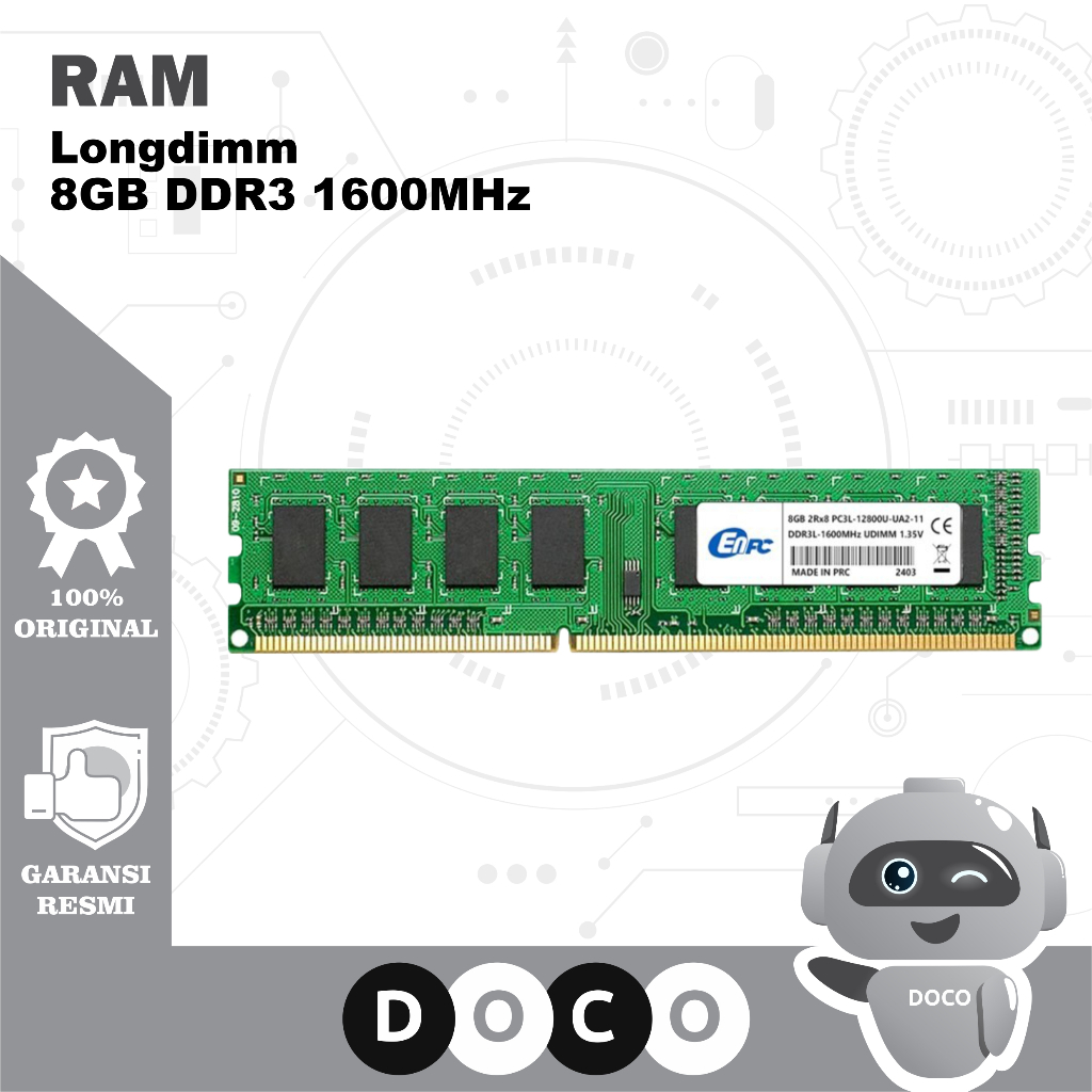 ENPC RAM Longdimm 8GB DDR3 PC 1600 1600MHz MHz Single Channel Desktop Memory Module Modul Memori 8 G