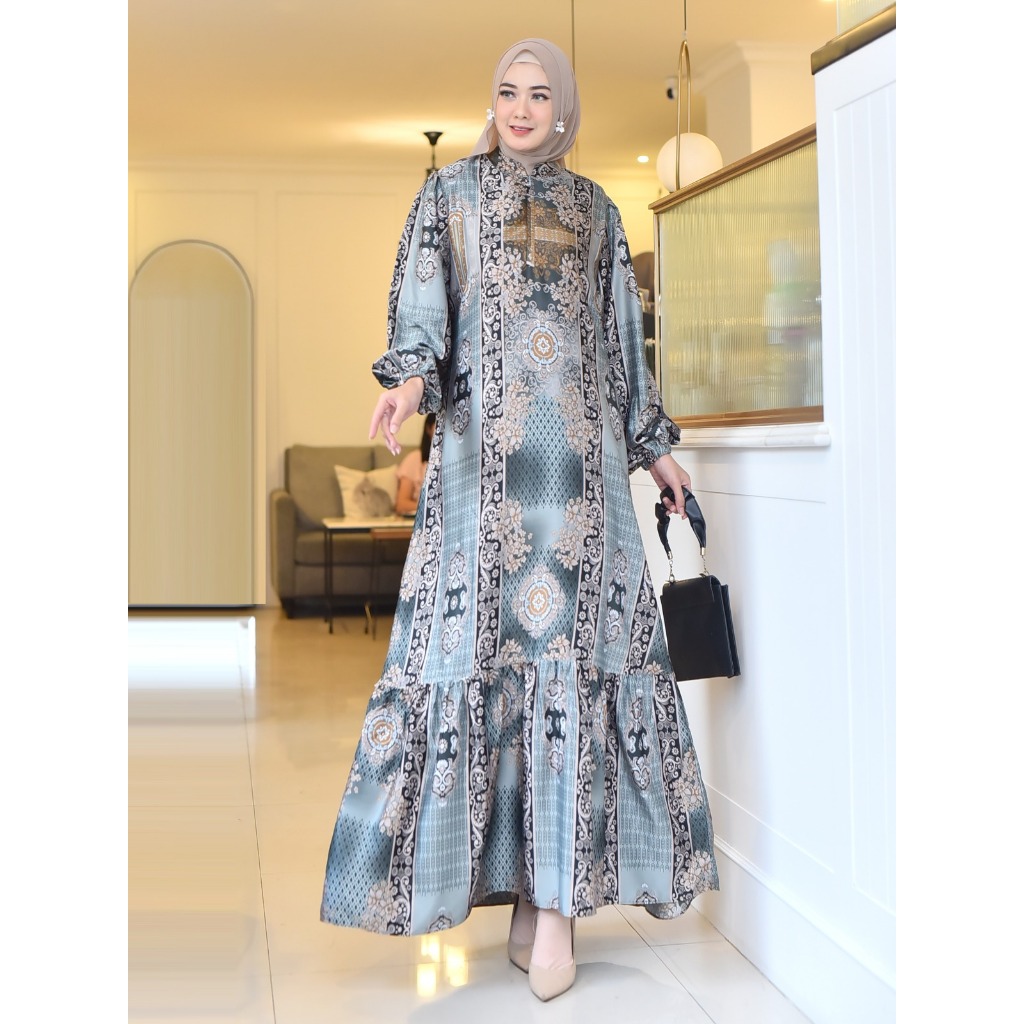 Baju Gamis Bahan Maxmara Silk Premium Motif Terbaru (Ready sampai ukuran Jumbo)