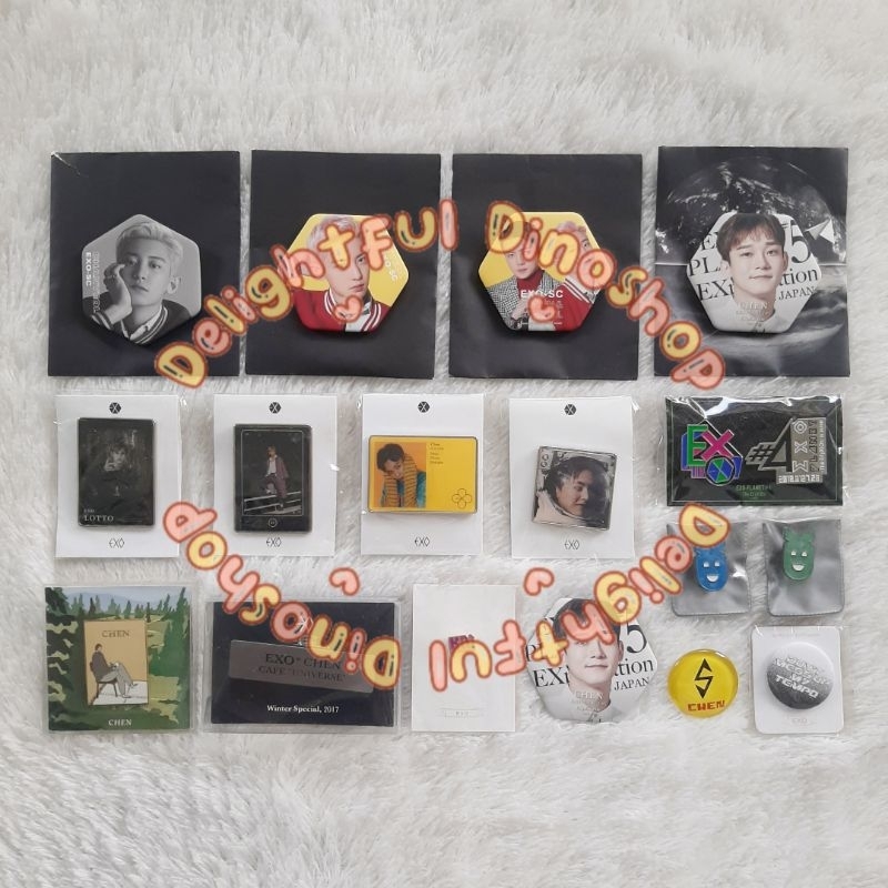 (READY STOCK) EXO OFFICIAL GOODS CHEN JONGDAE UNIVERSE NAME TAG BADGE PIN SEHUN MIRROR TIN