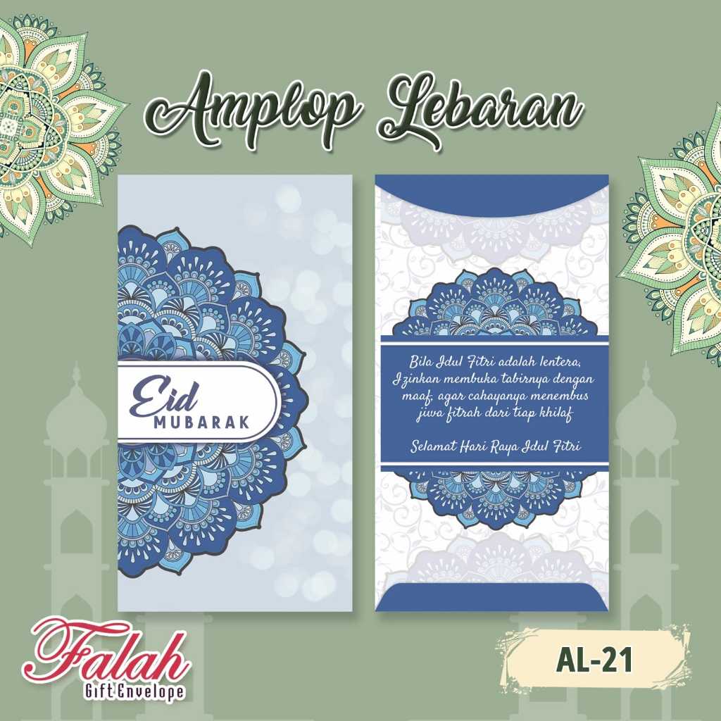 

Amplop Lebaran Falah Kode AL 21 Isi 50 pcs / Muat selembaran Uang Tanpa dilipat / Amplop Cantik / Amplop lucu / Amplop Lebaran Bisa Ecer