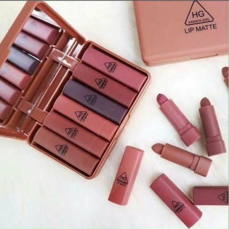 Lipstik Hasaya mini [6pcs] nude series || Hasaya girl mini lipstik nude velvet matte