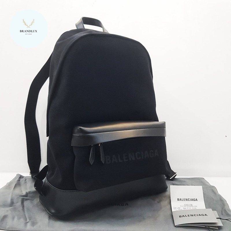 BALENCIAGA mix Canvas Leather Logo Backpack