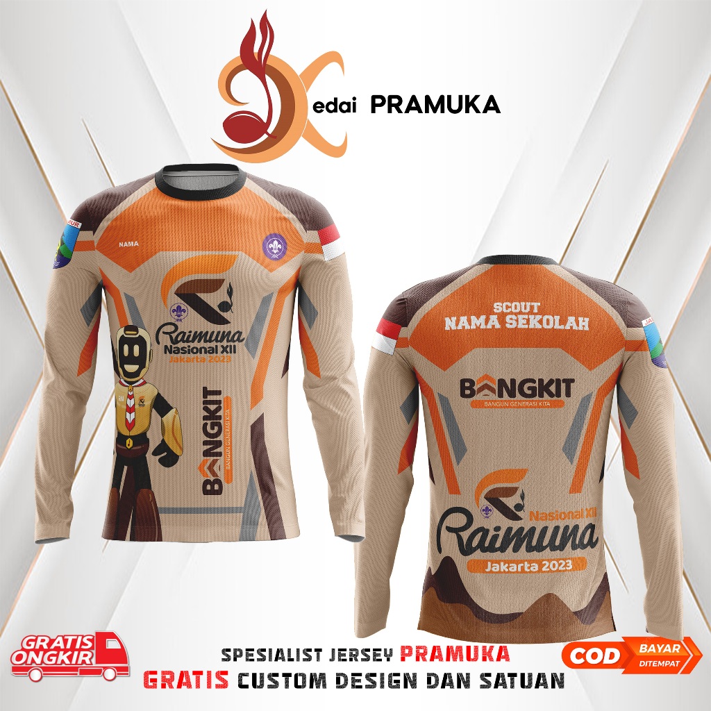 BAJU PRAMUKA FULL PRINTING 2024 CUSTOM GRATIS DESAIN