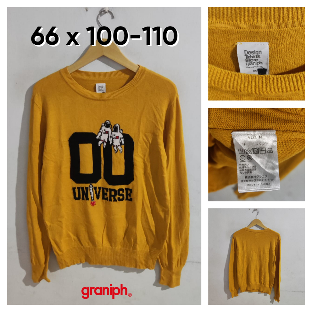 Sweater Graniph Kuning Size M Pria Wanita Atasan Outer Sweatshirt Unisex