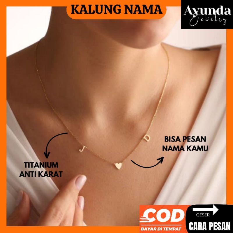 Ayunda Jewelry - Kalung Nama titanium 24k Kalung rumbai kalung prilly latuconsina