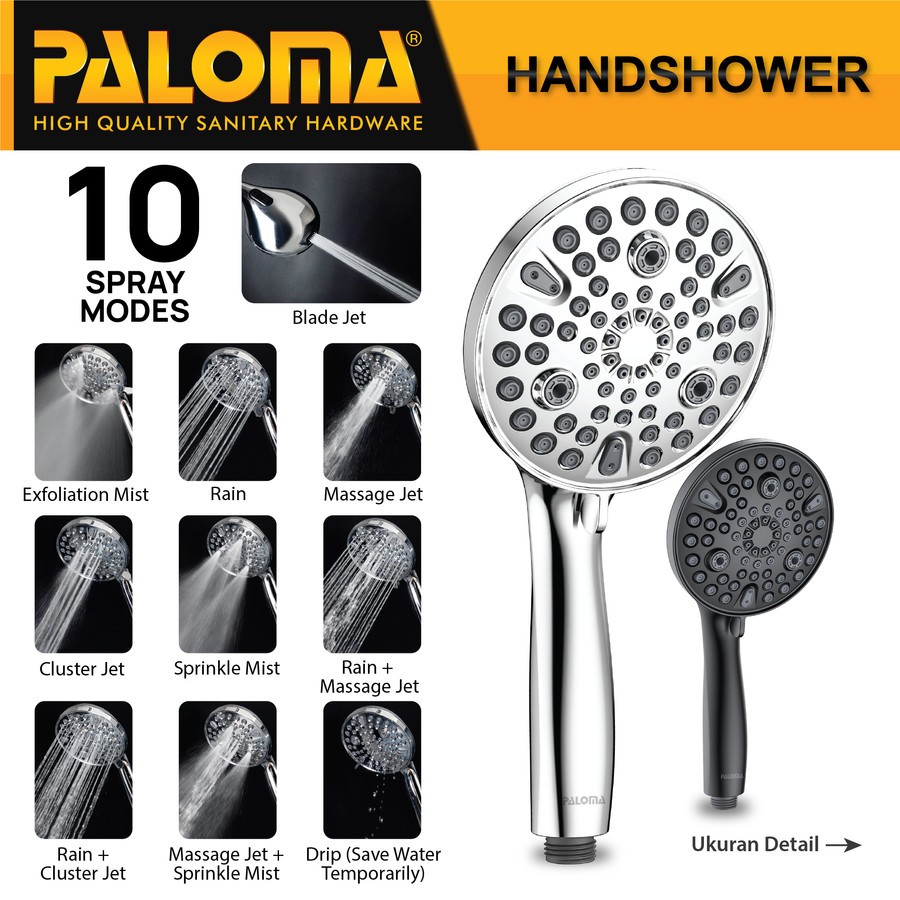 PALOMA HSP 1901 Hand Shower Mandi Handshower Head Kepala Sower 10 Mode