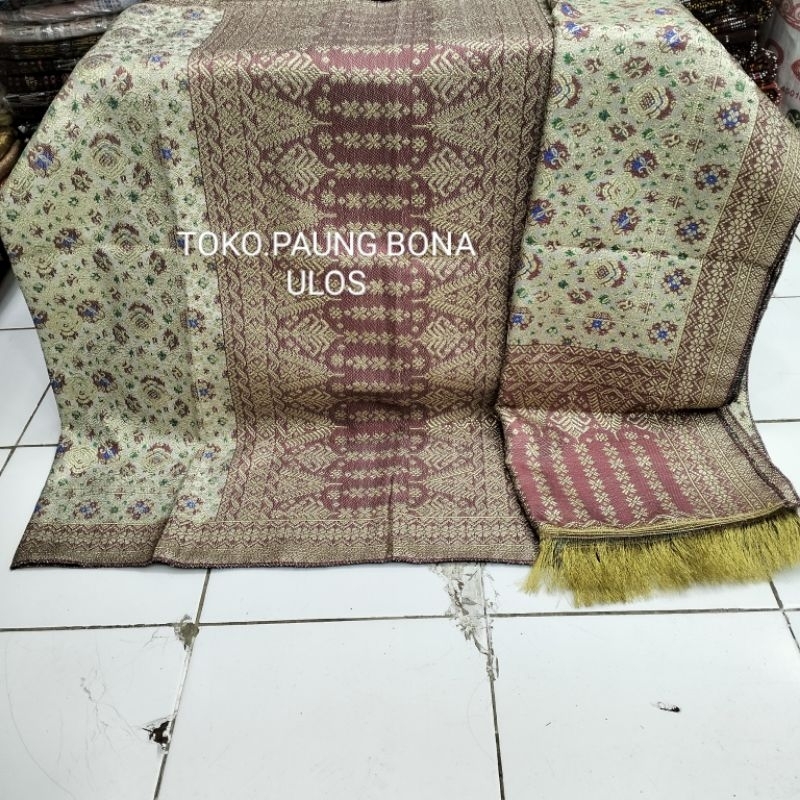 SONGKET PALEMBANG MOTIF LIMAR MESIN WARNA SILVER TUMPAL PINK.