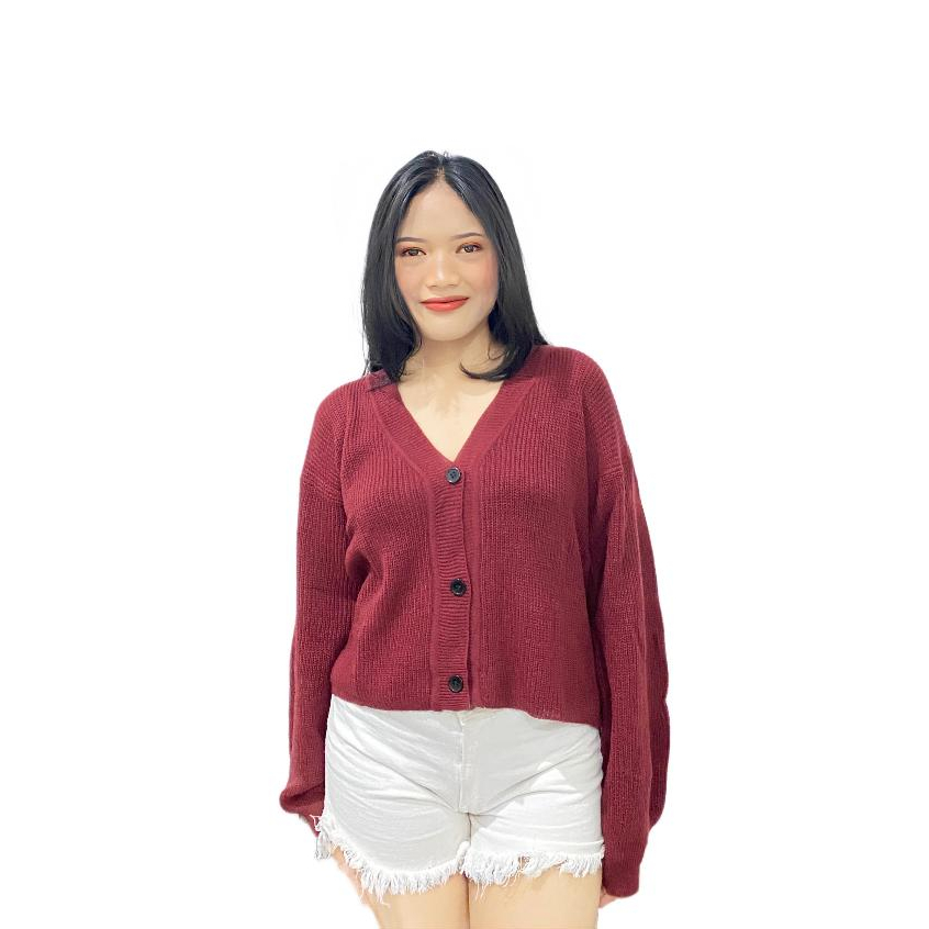 Olivia Cardigan Crop Top Cardigan Rajut Oversize Korean Style