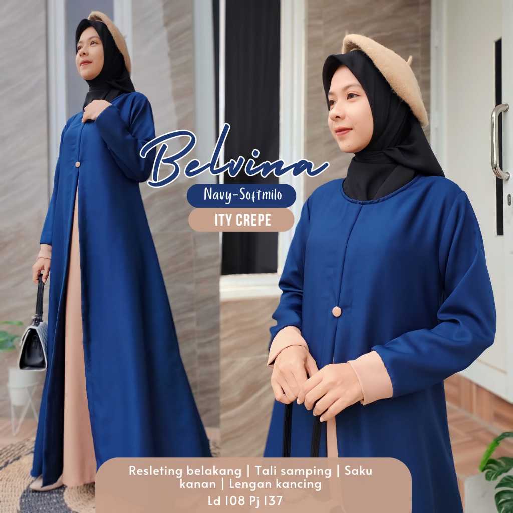 S_G Gamis Ity Crepe Rompi / Gamis Ity Crepe Kombinasi / Gamis Ity Crepe Cardigan