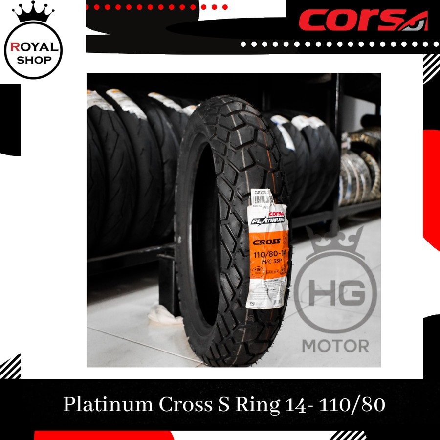 Ban CORSA 110/80-14 CROSS S Platinum Ban Luar Motor Tubeless Ring 14