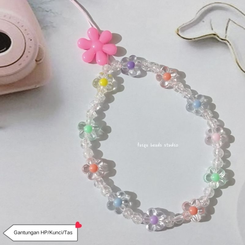 [ PREMIUM ] GANTUNGAN HP/KUNCI/TAS  /FULL COLOUR FLOWER ACRYLIC