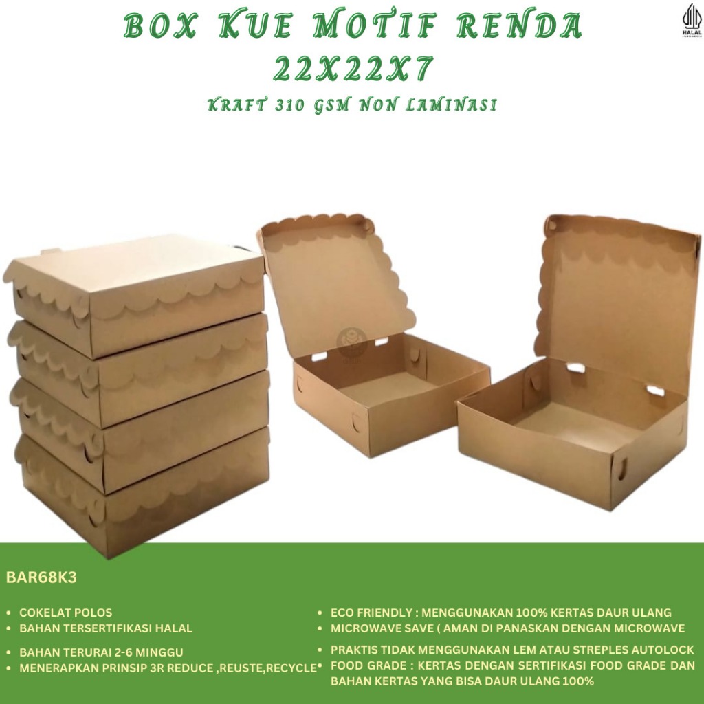 Dus Nasi 22x22 Kraft 310 Gsm Kardus 22x22 Dus Kue (B.AR68K3)