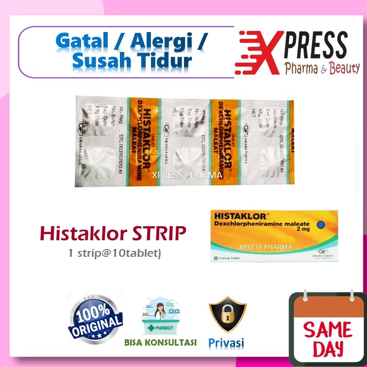 XPRESS  Histaklor STRIP Tablet Obat Gatal Susah Tidur Alergi Dexchlorpeniramine Maleate histachlor H
