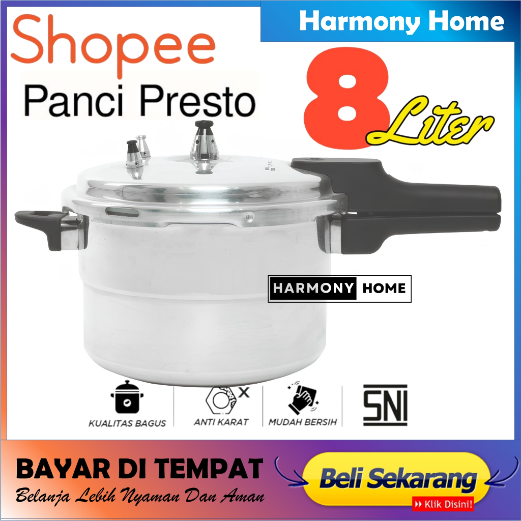 Panci Presto 8 Liter Panci Presto 3 in 1 8 Liter+Sarangan  Pressure Cooker +Steamer Kukusan 8 Liter