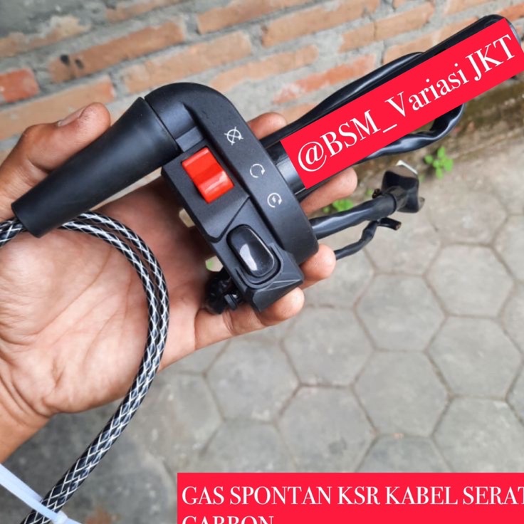 Hq Gas spontan domino ksr  kabel gas serat carbon panjang 21cm pemakain universal MURAH KUALITAS GAS