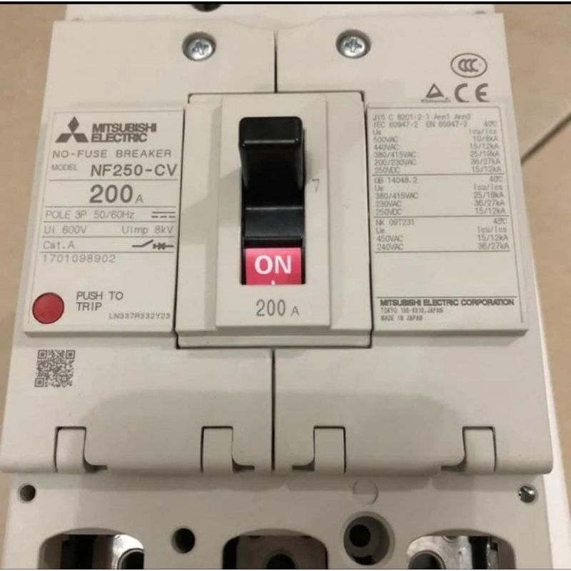 MITSUBISHI NFB 3P 200A NF250-CV / MCCB / NO FUSE BREAKER NF250CV 3 PHASE 200 AMPERE