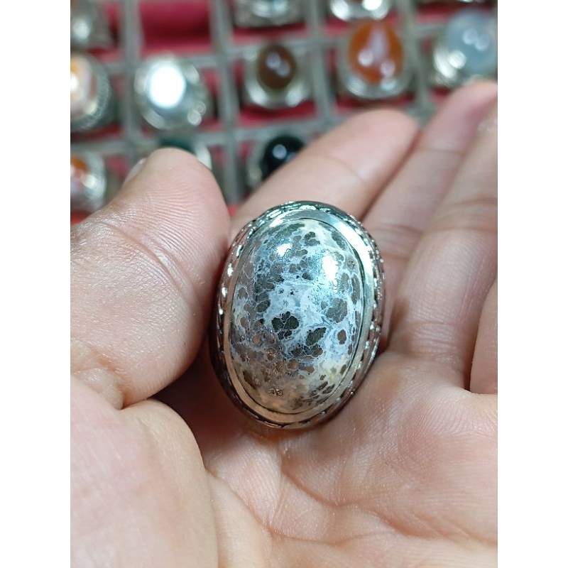 cincin batu akik badar perak