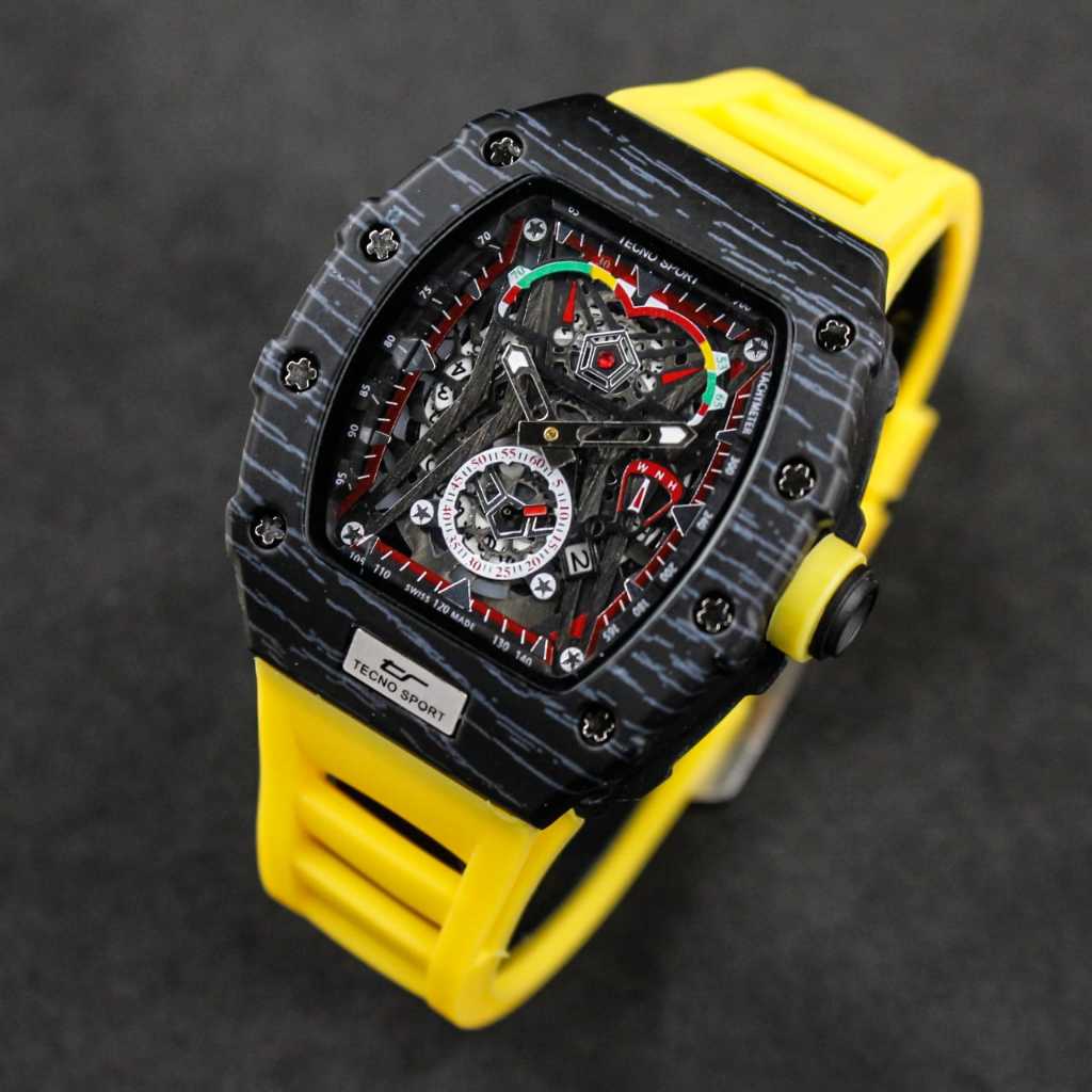 Jam Tangan Pria TECNO SPORT Original Model RM50 McLaren Edition Chronograph Second