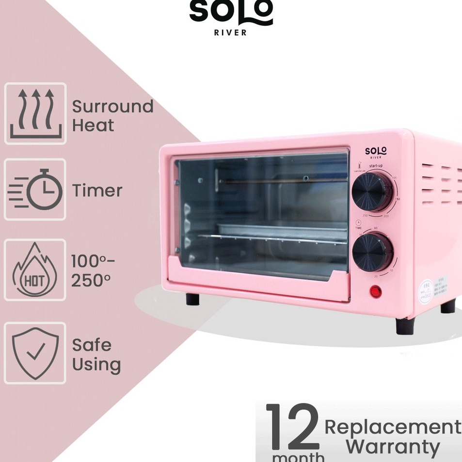 Cc SOLO RIVER Oven Listrik Tombol Analog 12 L8 Watt Stainless Steel Bergaransi