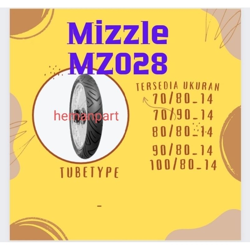 BAN LUAR MIZZLE MZO28 RING 14 TUBETYPE 70/80 70_90 80/80 90/80 100/80_14