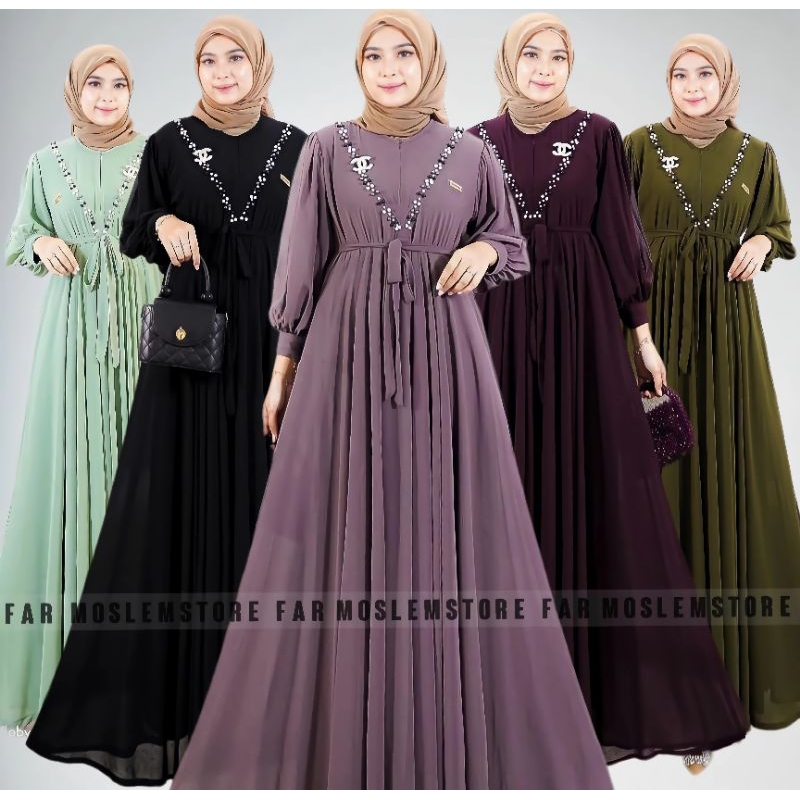 Dres Mutiara Gamis Kajian Warna Armi Hitam Sage Marun Milo Original Branded Terbaru Lucu 2024