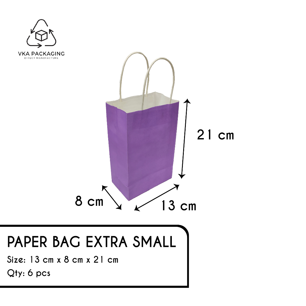 

Paper Bag White Kraft Solid Color Extra Small Kecil Warna Light Purple