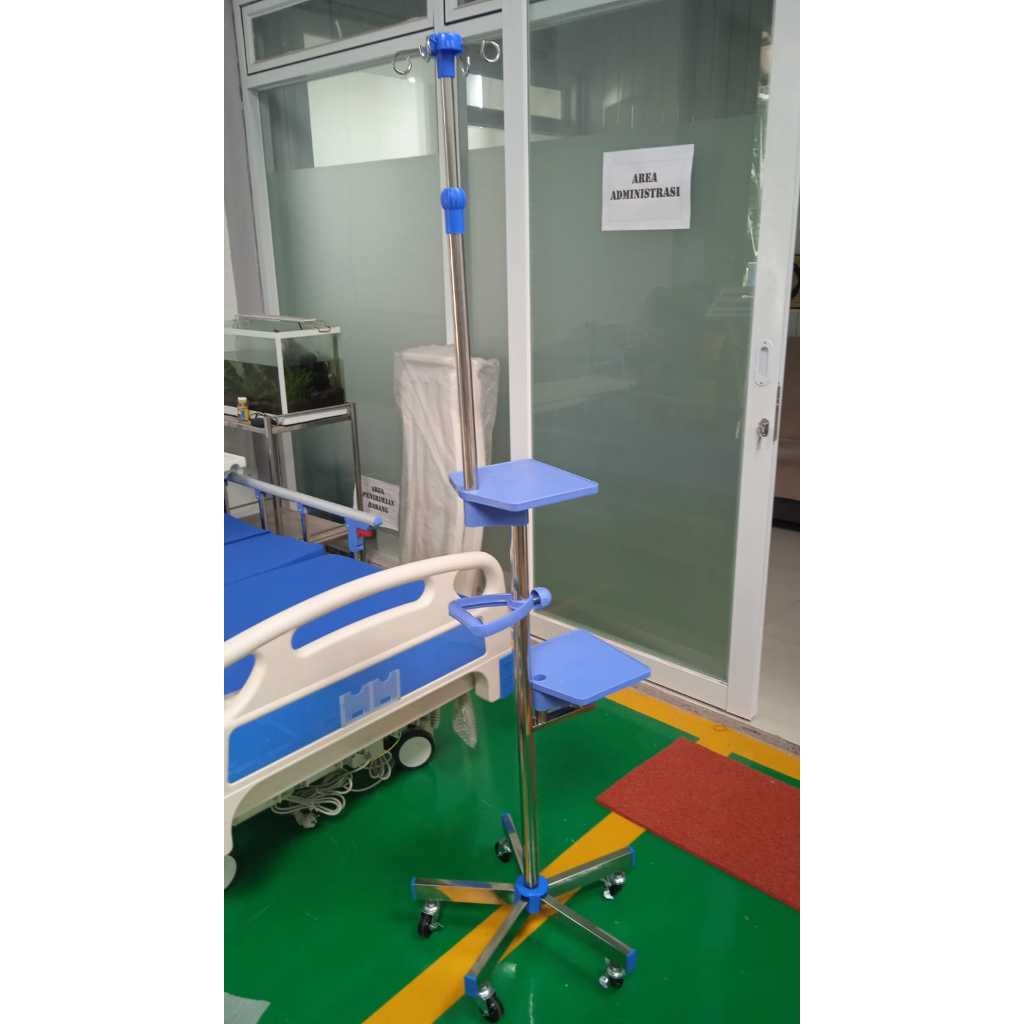 Tiang Infus Syringe Pump - Tiang Infus Pump Kaki 5 Full Stainless Steel