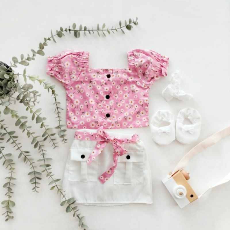 Baju bayi newborn perempuan bloomer skirt 0-6 bulan polkadot  kado bayi cewek