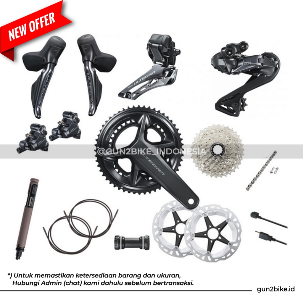 GroupSet Group Set Sepeda Road SHIMANO 105 R7170 Di2 12Speed Disc Brake