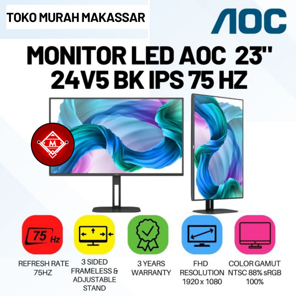 MONITOR AOC 24V5/BK IPS 75Hz / MONITOR AOC 24V5 ERGONOMIC / MON28-AOC