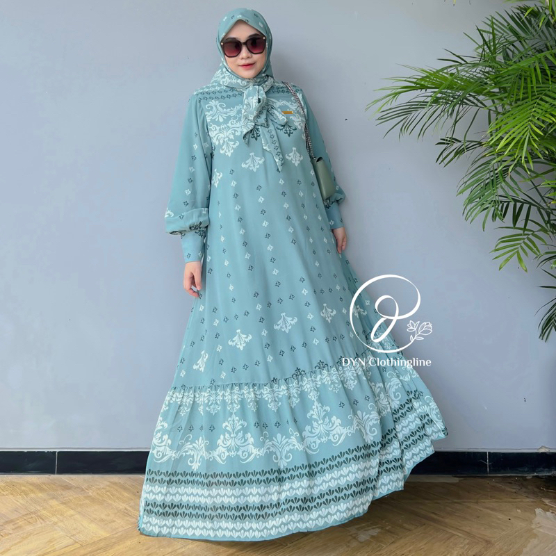 DYN Clothing Leona Dress FREE HIJAB - Gamis wanita Simple - Fashion Muslim - Gamis set Hijab-2