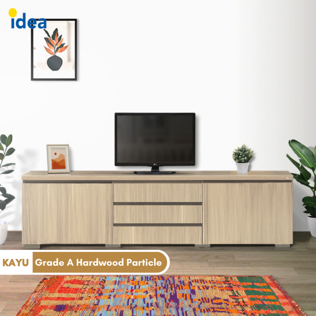 IDEA Furniture Rak TV Meja TV Lemari Buffet Kayu Besar Modern Minimalis Coklat Muda Santorini