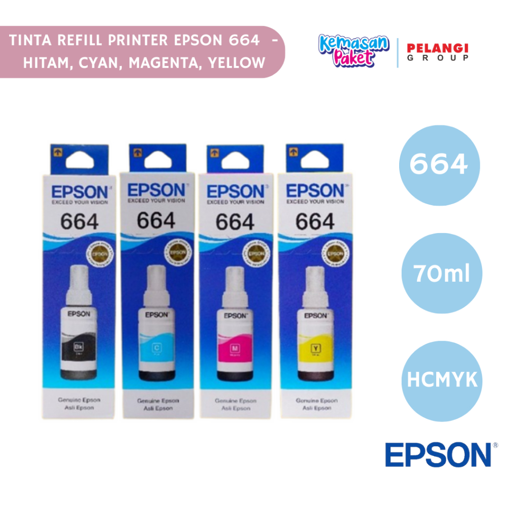 TINTA REFILL EPSON 664 / TINTA EPSON 664 ORIGINAL / TINTA ISI ULANG EPSON 664 - HITAM / MAGENTA / CY