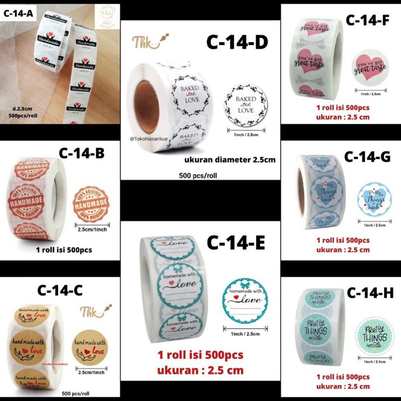 

C14 - Stiker Sticker Handmade Homemade Baked Pretty 2.5cm (1 roll 500pcs)