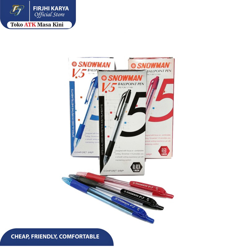 

Pulpen Snowman V5 (Hitam, Biru, Merah) - 0.7mm