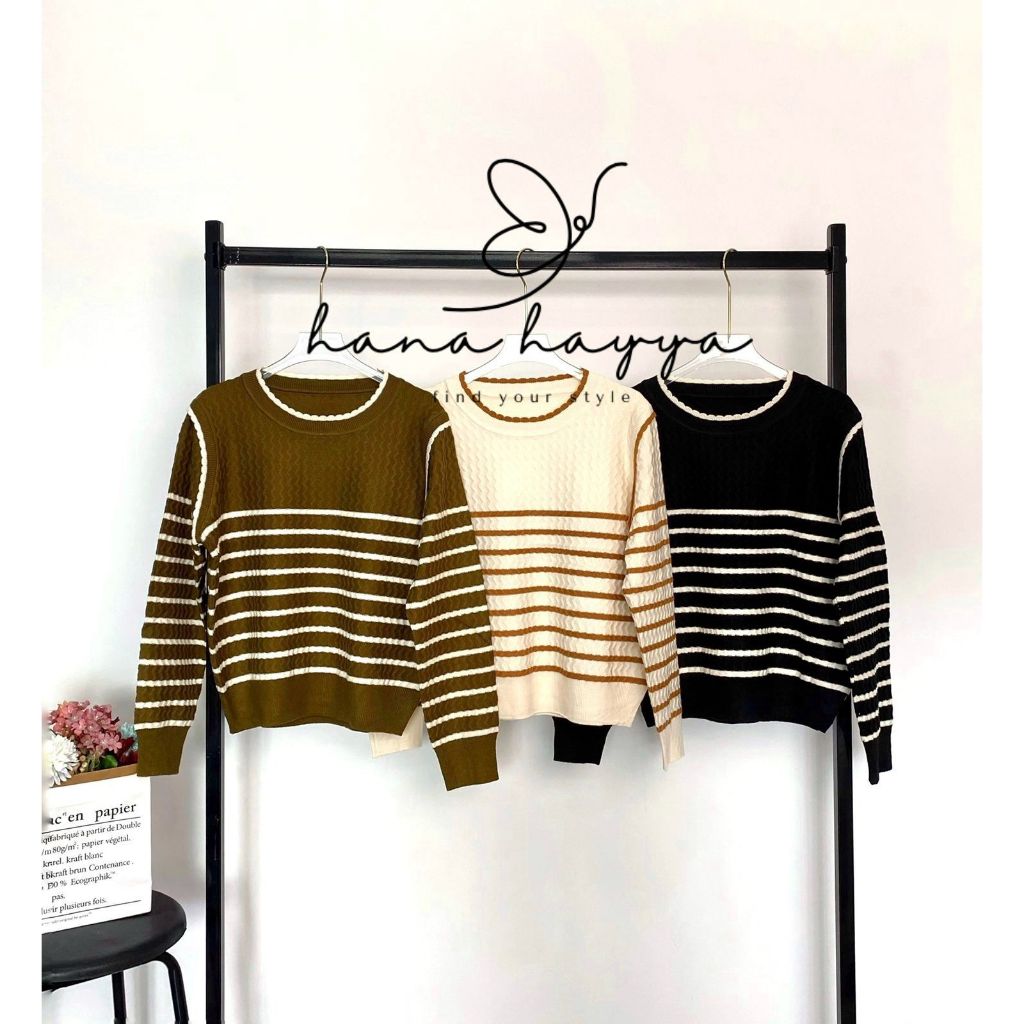 HanaHayya - Blouse Rajut Korea, Atasan Rajut, Sweater Rajut, Sweater Korea