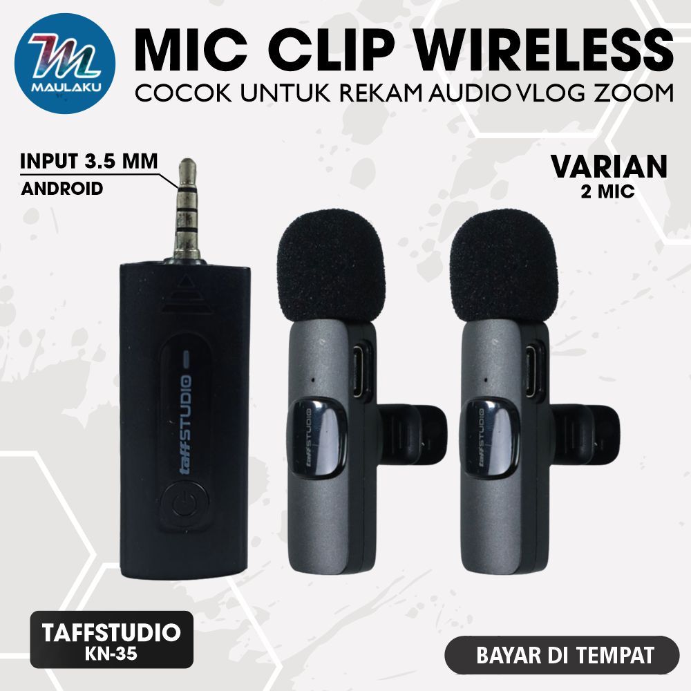 Mic Clip On Lavalier Wireless 3.5mm For Smartphone Kamera DSLR Dual Microphone