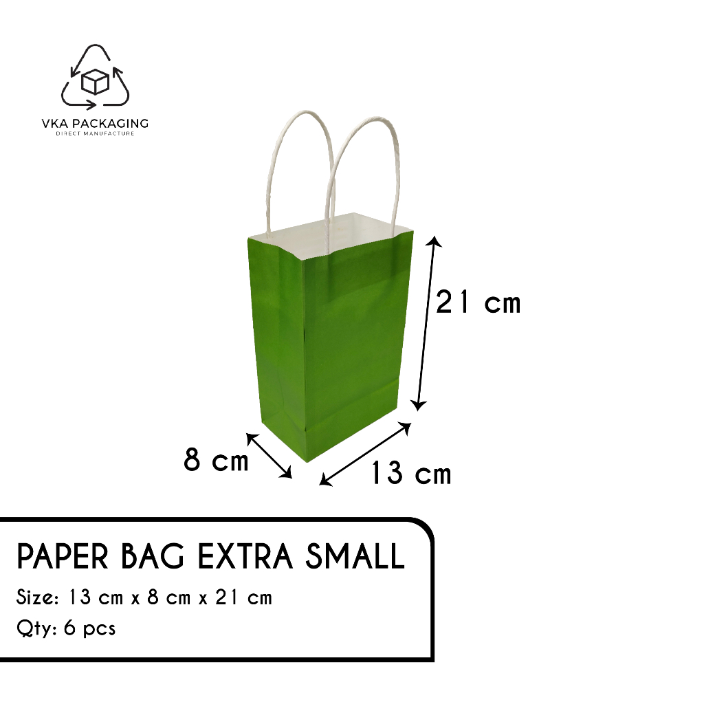 

Paper Bag White Kraft Solid Color Extra Small Kecil Warna Green
