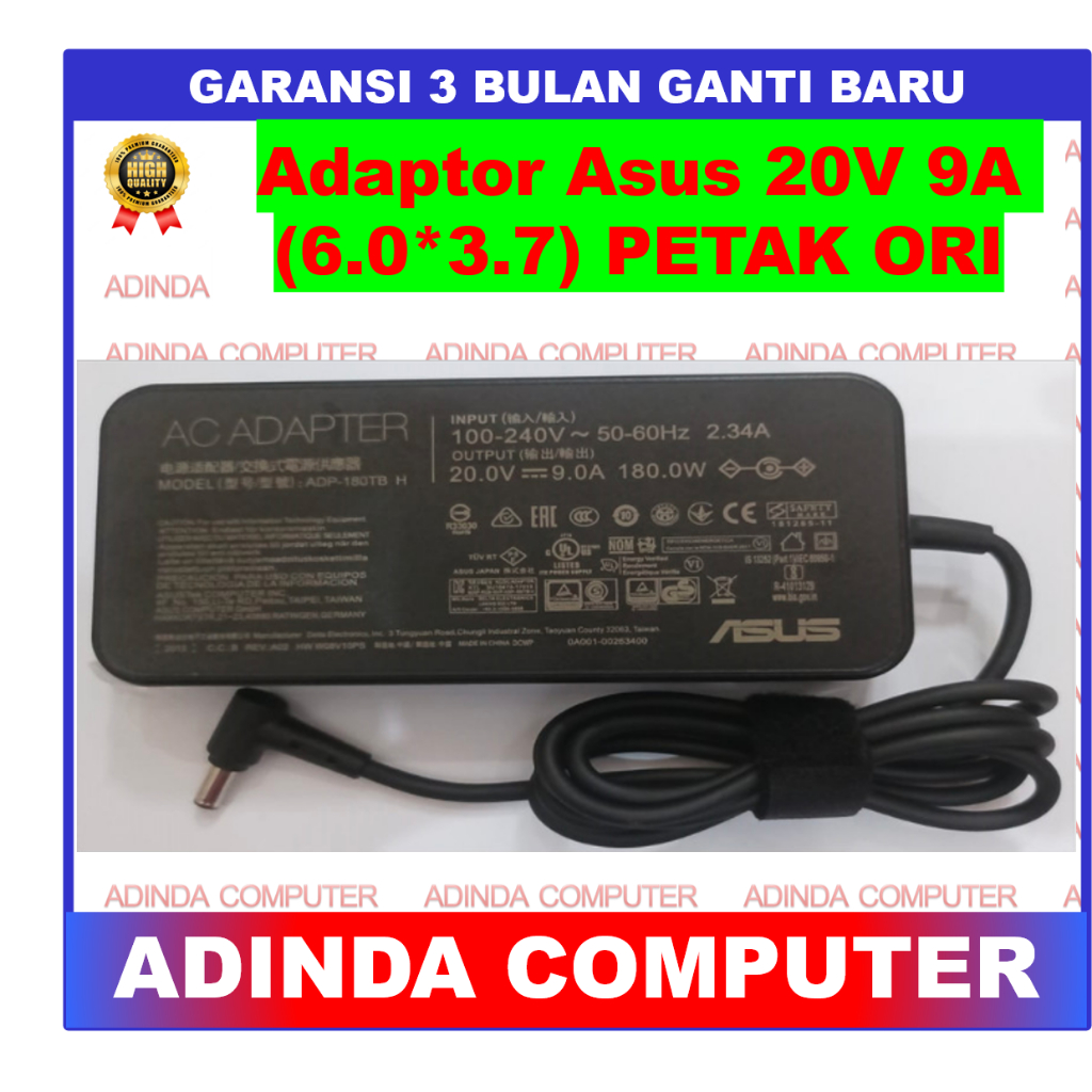 Adaptor Charger ASUS ROG 20V 9A 14 G14 GA401I Tuf Game a17 GA5021 GA50