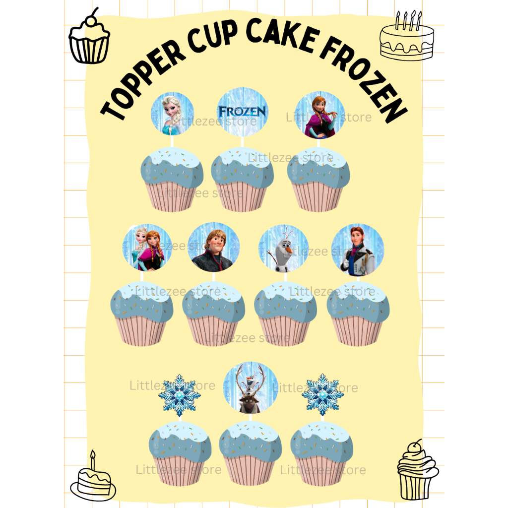 topper cup cake frozen / topper cupcake frozen / topper cake kecil / hiasan kue / frozen / hiasan ku