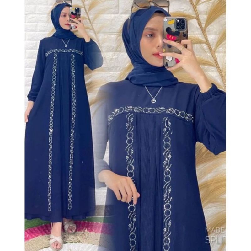 Dress Prisket Terbaru Gamis Payet Premium Mewah Murah Seragaman Lebaran Keluarga Fashion Baju Kurung