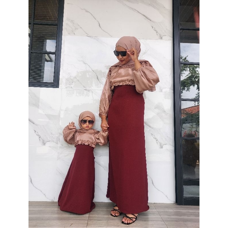 gamis couple ibu dan anak shimer silk mix airflow premium