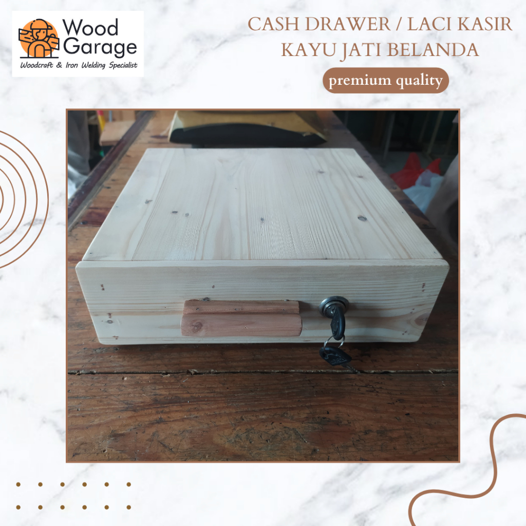 Cash drawer / laci kasir kayu jati belanda minimalis