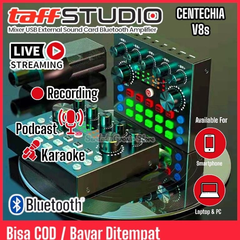 ART C44S Live Soundcard V8s Centechia Taffstudio Mixer Bluetooth Amplifier