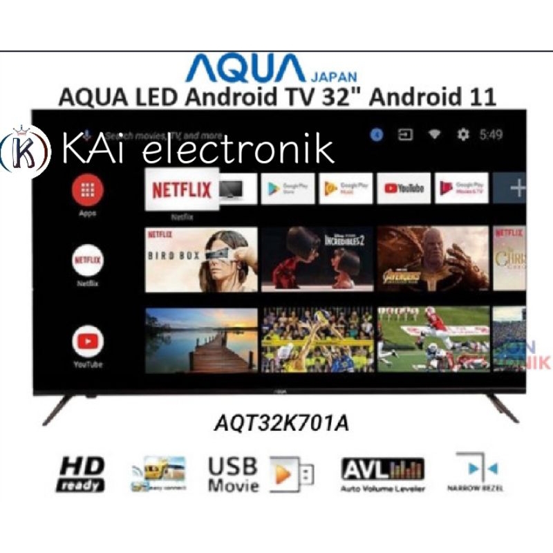 android tv aqua AQT32K701 32inch new/android 11