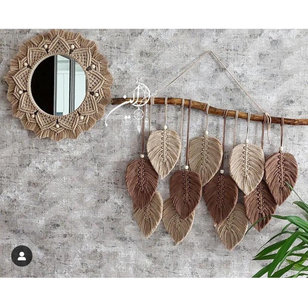 Macrame Cermin/ Mirror Macrame-Cermin Macrame Oval Mirror Vintage Classic Aesthetic Home Decor Wall