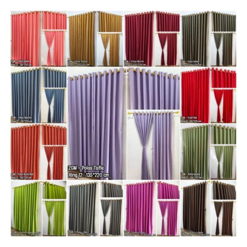 Raja Murah Gorden Semokring Ring 12 UK 135x220cm Dekorasi Pemanis Rumah ( Free Tali Samping )