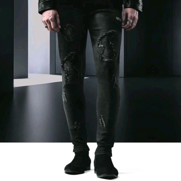 Uprise Cobra/Azul/Diamond/Triple Torn/Red Devil/Mansour/Dragonfly V2 Black Leather Biker Denim